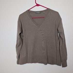 Vince Beige Cashmere V Neck Sweater Large